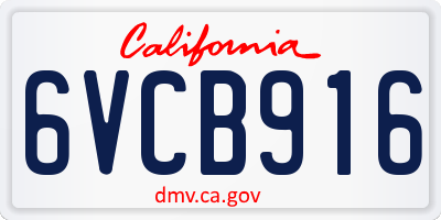 CA license plate 6VCB916