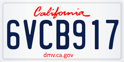 CA license plate 6VCB917
