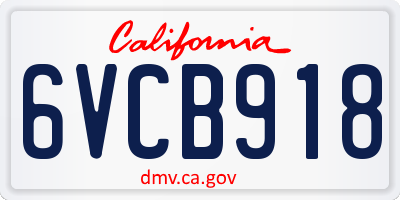 CA license plate 6VCB918