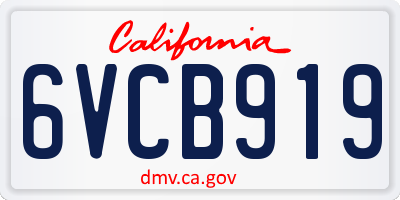 CA license plate 6VCB919