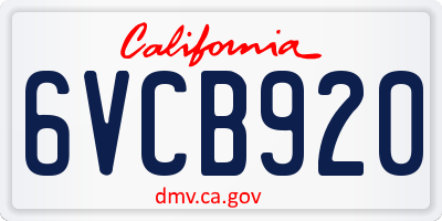 CA license plate 6VCB920