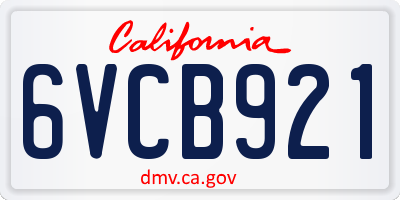 CA license plate 6VCB921