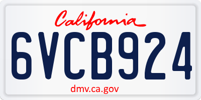 CA license plate 6VCB924