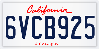 CA license plate 6VCB925