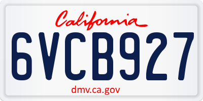 CA license plate 6VCB927