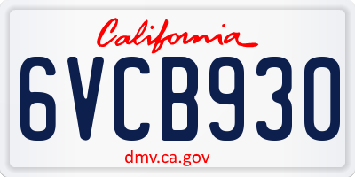 CA license plate 6VCB930