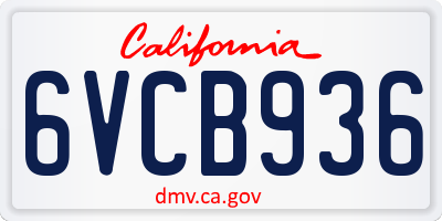 CA license plate 6VCB936