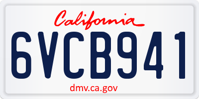 CA license plate 6VCB941