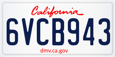 CA license plate 6VCB943