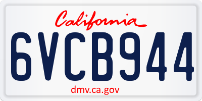 CA license plate 6VCB944