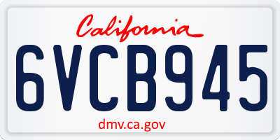 CA license plate 6VCB945