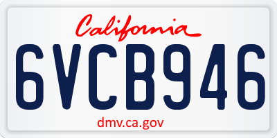 CA license plate 6VCB946