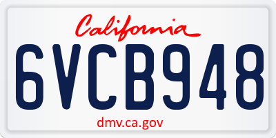 CA license plate 6VCB948