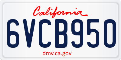 CA license plate 6VCB950