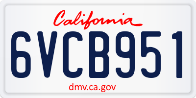 CA license plate 6VCB951