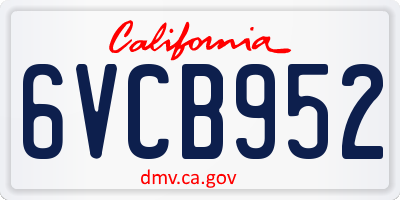 CA license plate 6VCB952