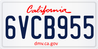 CA license plate 6VCB955