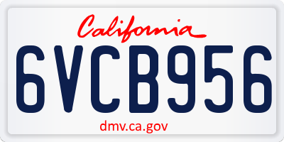 CA license plate 6VCB956