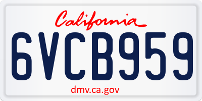 CA license plate 6VCB959