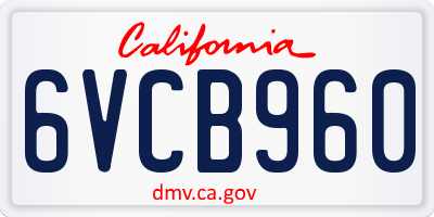 CA license plate 6VCB960