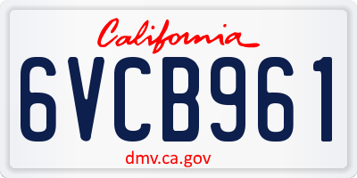 CA license plate 6VCB961