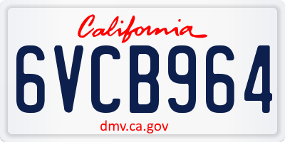 CA license plate 6VCB964