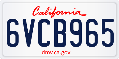 CA license plate 6VCB965