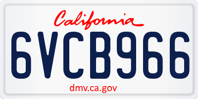 CA license plate 6VCB966