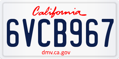 CA license plate 6VCB967