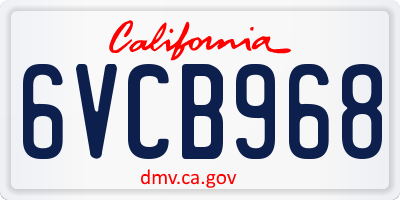 CA license plate 6VCB968