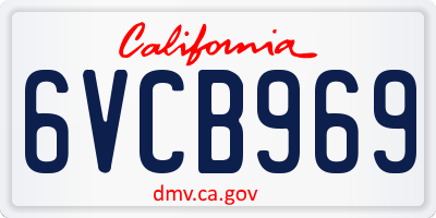 CA license plate 6VCB969