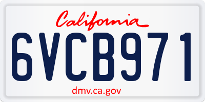 CA license plate 6VCB971