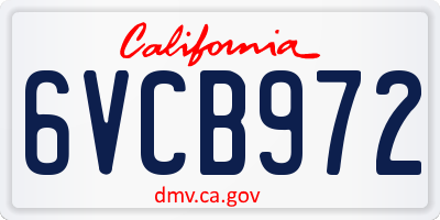 CA license plate 6VCB972