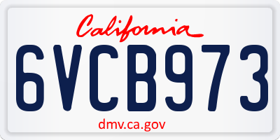 CA license plate 6VCB973