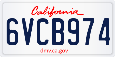 CA license plate 6VCB974