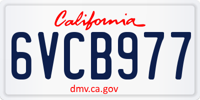 CA license plate 6VCB977
