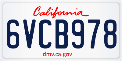 CA license plate 6VCB978