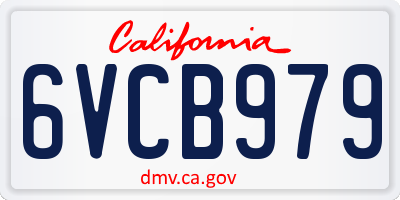 CA license plate 6VCB979