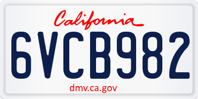 CA license plate 6VCB982