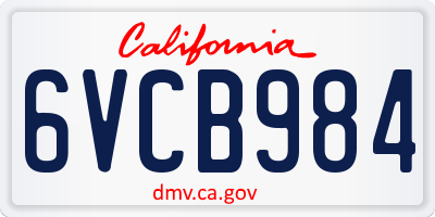 CA license plate 6VCB984