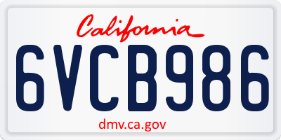 CA license plate 6VCB986