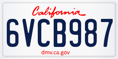 CA license plate 6VCB987