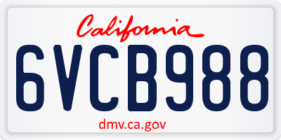 CA license plate 6VCB988