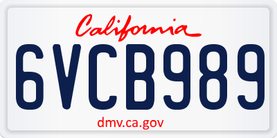 CA license plate 6VCB989