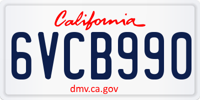 CA license plate 6VCB990
