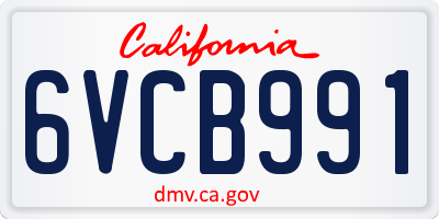 CA license plate 6VCB991