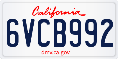 CA license plate 6VCB992
