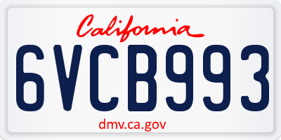 CA license plate 6VCB993