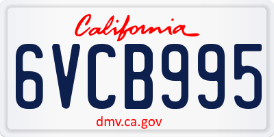 CA license plate 6VCB995