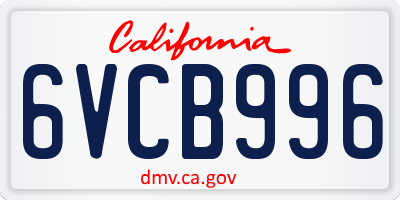 CA license plate 6VCB996